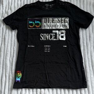 DIESEL Black and Multicolor Graphic Tee